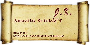 Janovits Kristóf névjegykártya